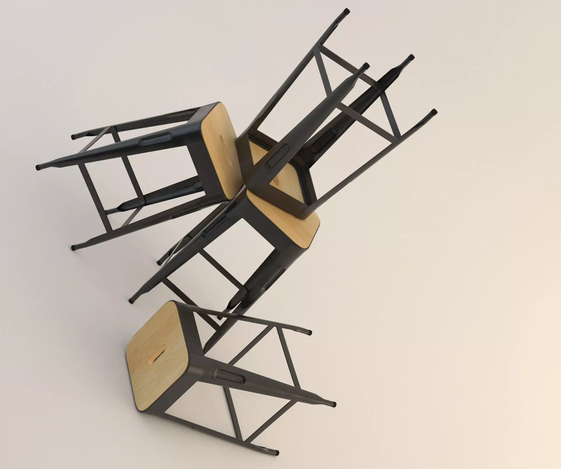 STOOL---Wood and Metal 3D model