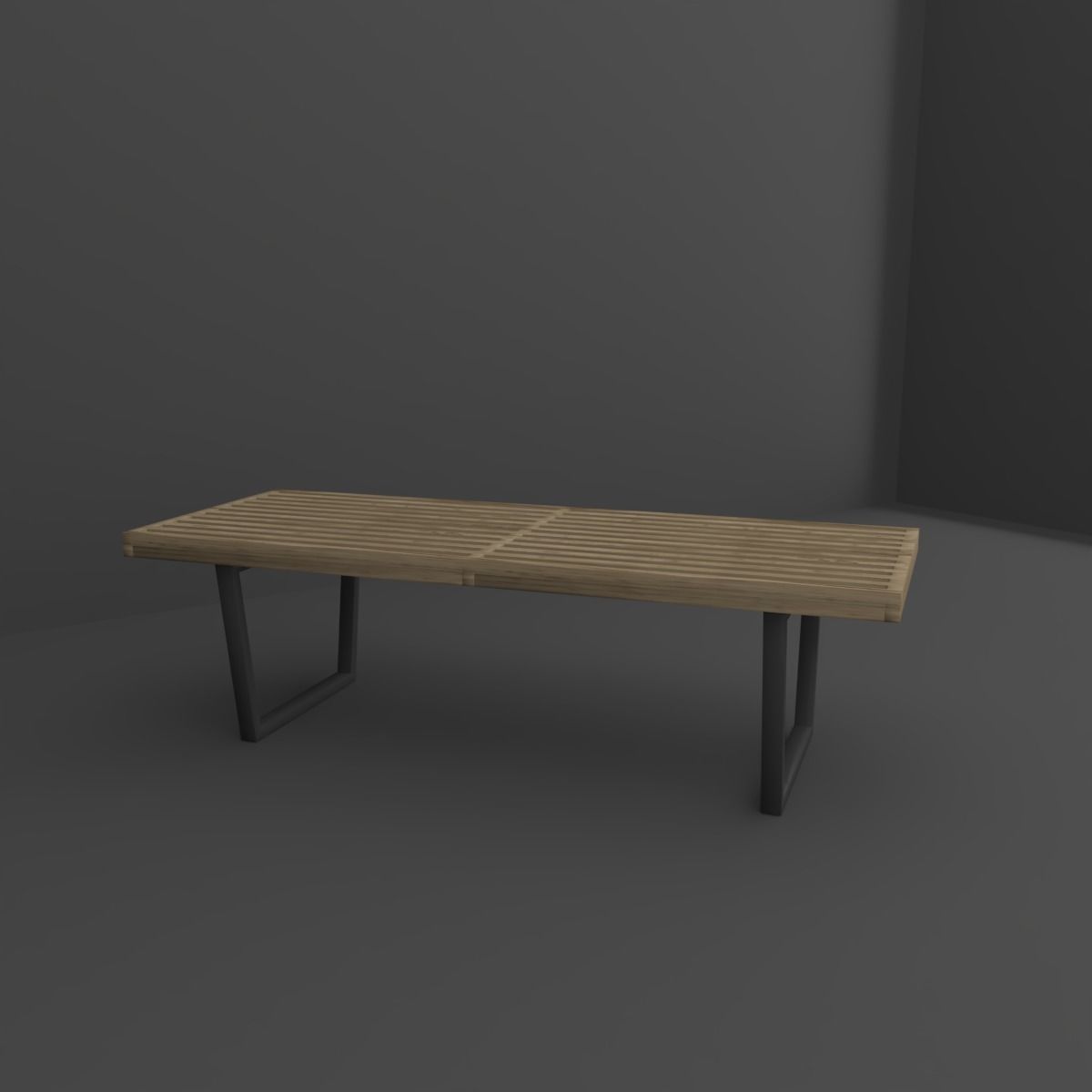 Bench wooden 3D model_4