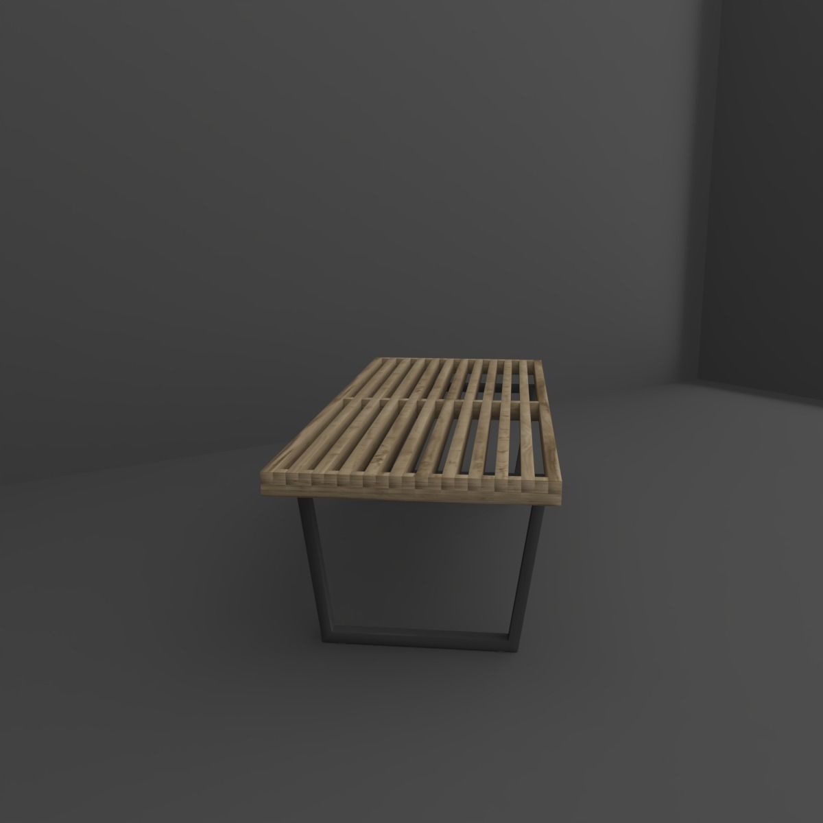 Bench wooden 3D model_2