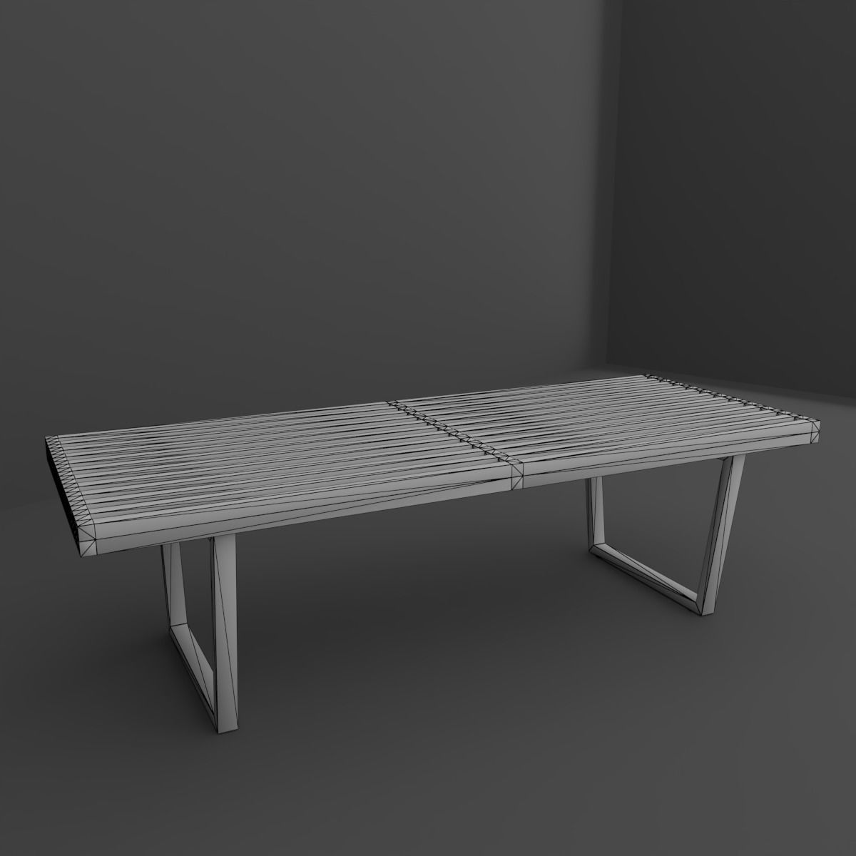 Bench wooden 3D model_7