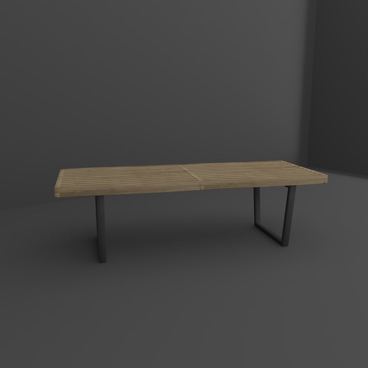 Bench wooden 3D model_5