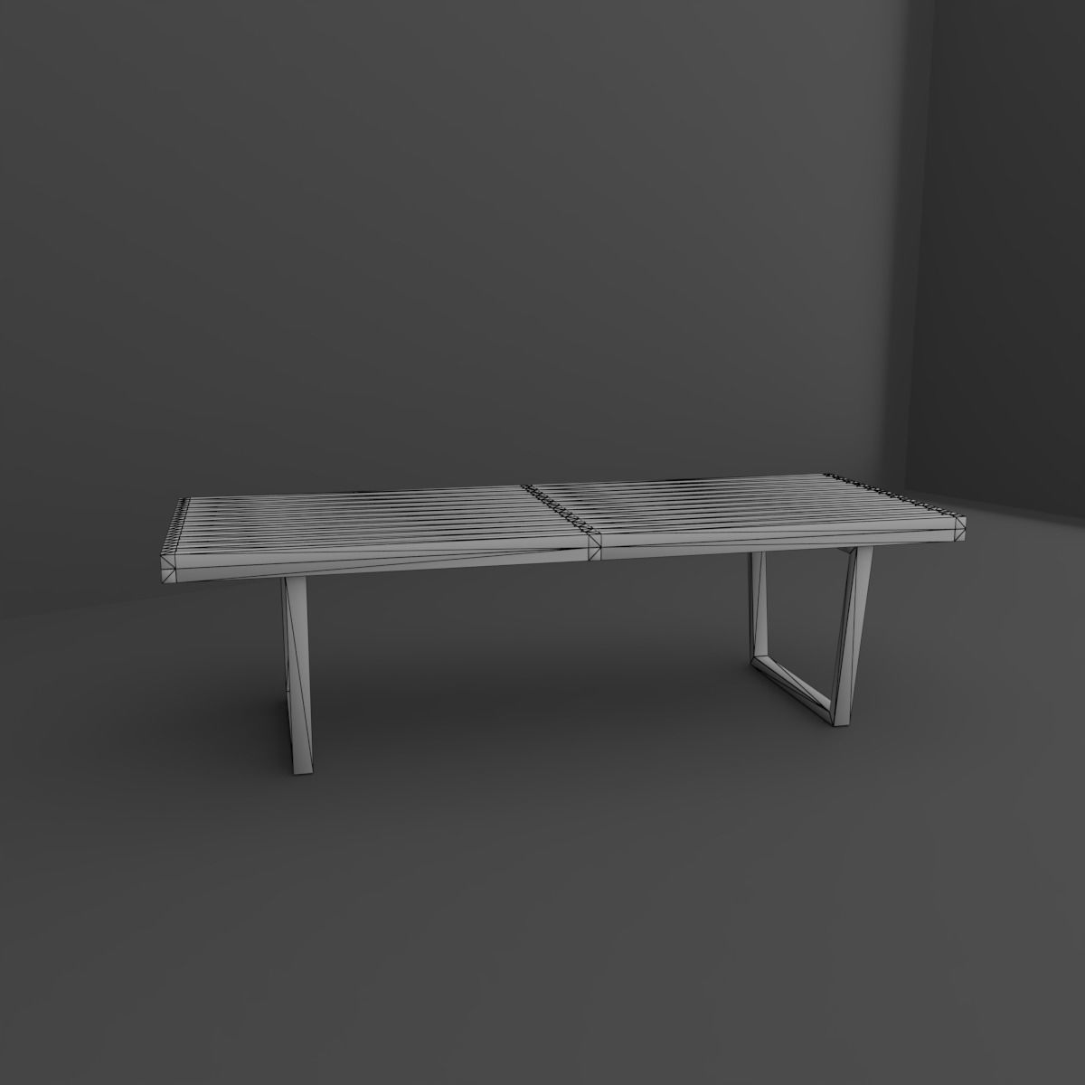 Bench wooden 3D model_6
