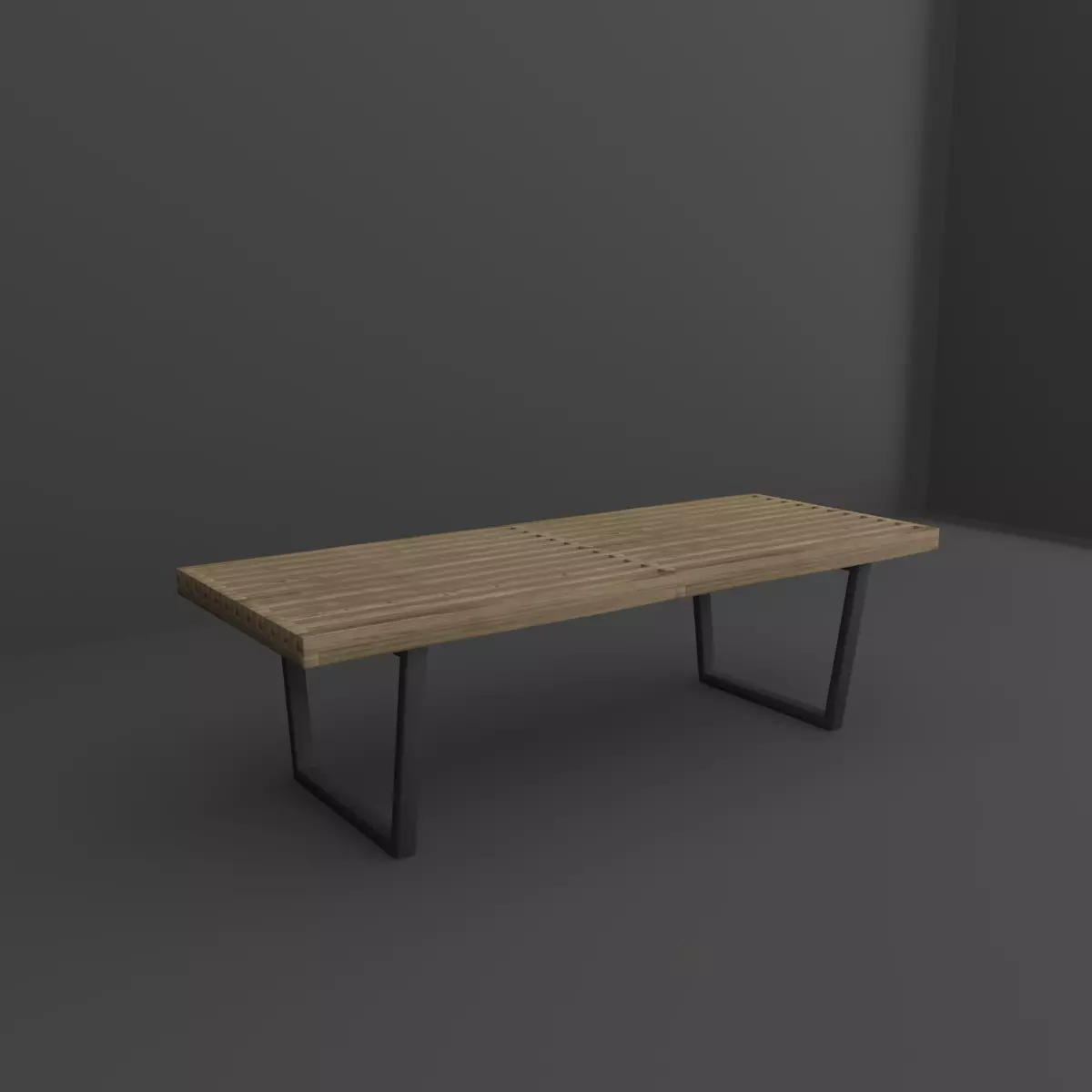 Bench wooden 3D model_0