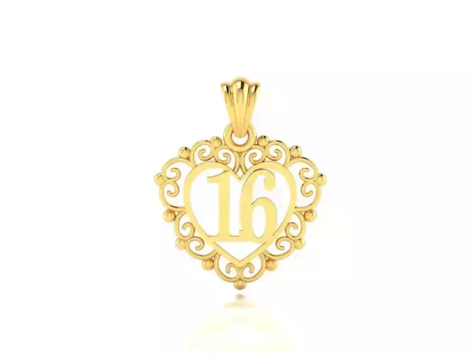 16th Birthday pendant 3dm render detail 3D print model