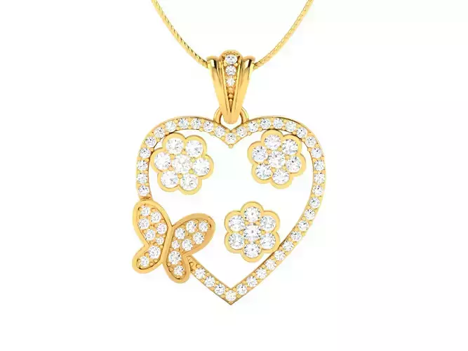 Women heart butterfly pendant 3dm render detail 3D print model