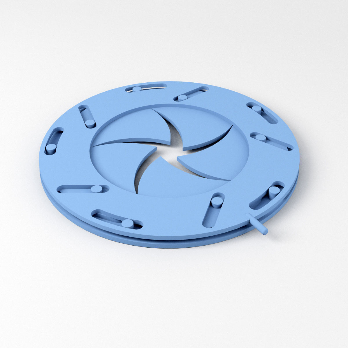 Mechanical Blade Iris Diaphragm Aperture Free low-poly 3D model_2