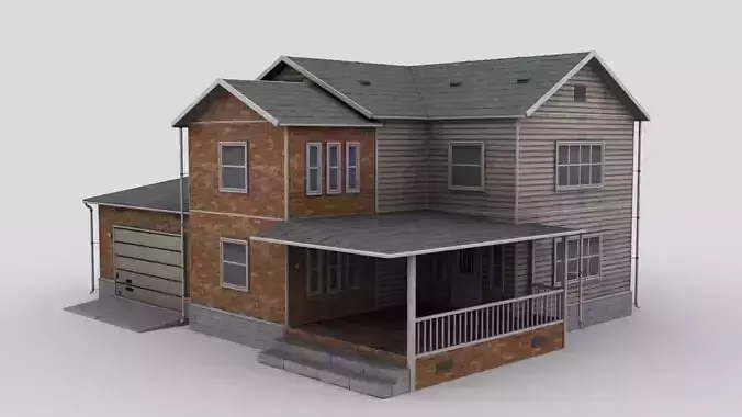 two story house Low-poly 3D model