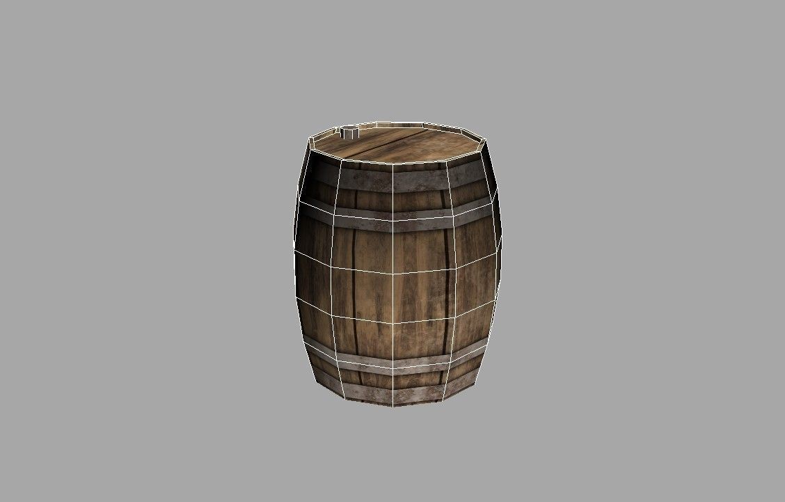 wooden barrel Low-poly 3D model_2