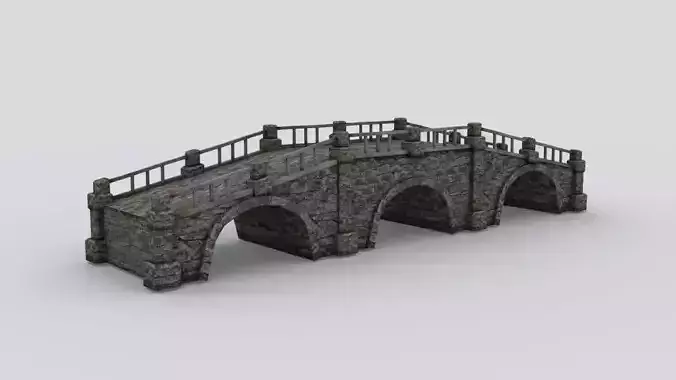 Old stone bridge Low-poly 3D model