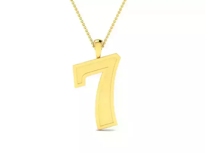 Number 7 pendant 3dm stl render detail