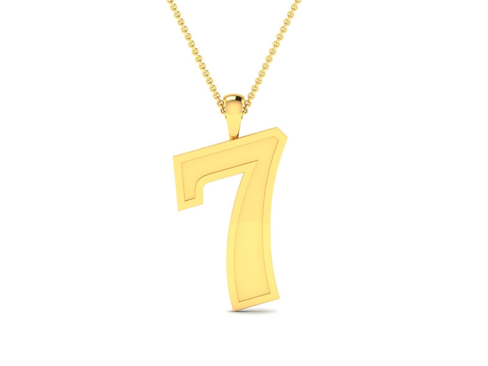 Number 7 pendant 3dm stl render detail 3D print model_6