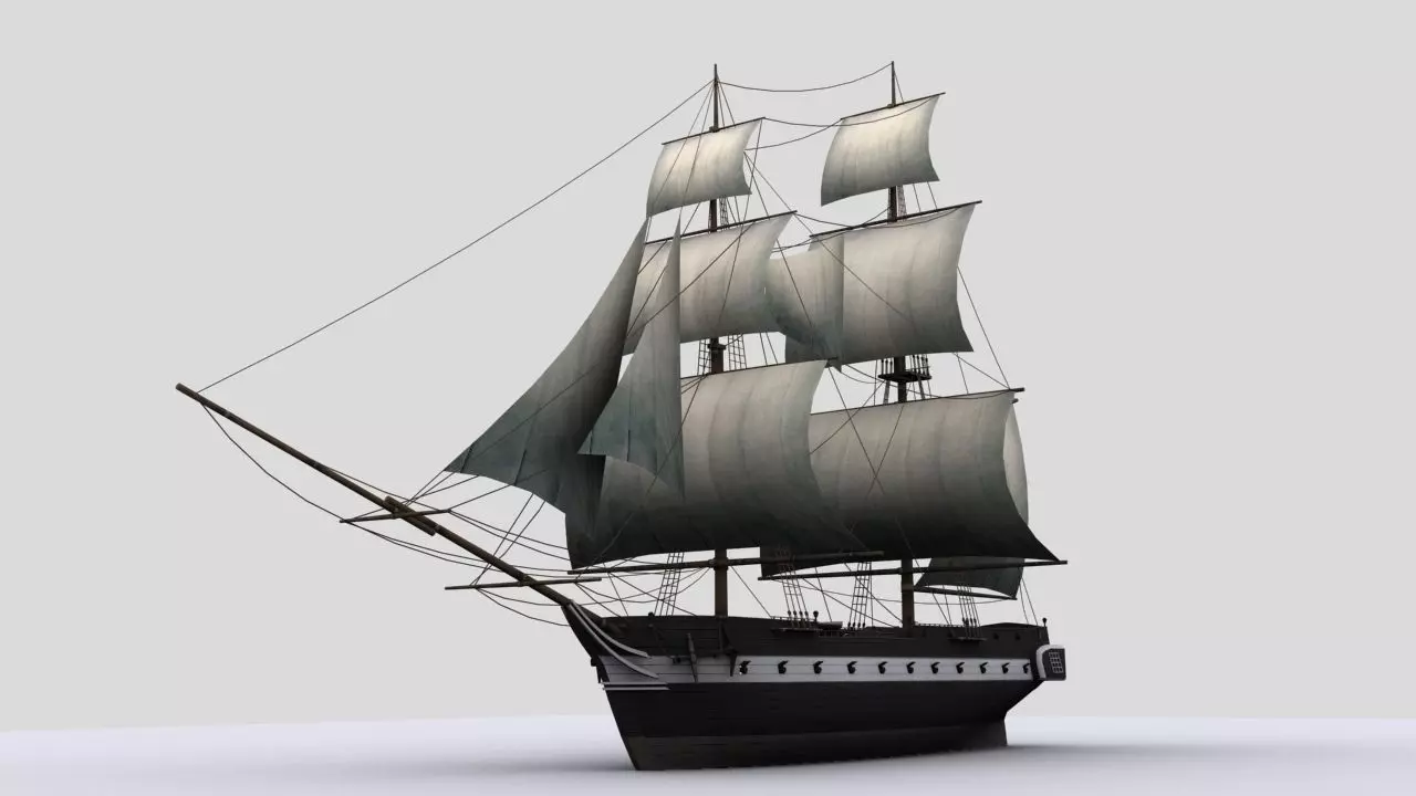 Sailboat  brig Low-poly 3D model_0