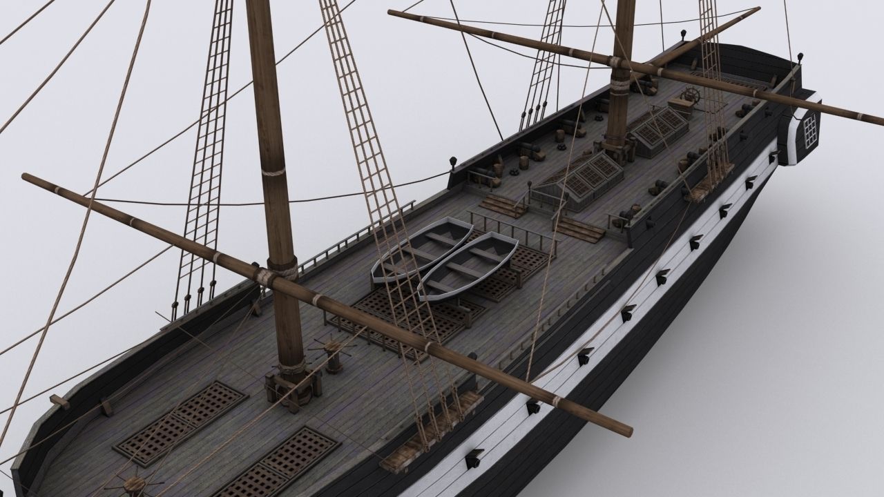 Sailboat  brig Low-poly 3D model_4