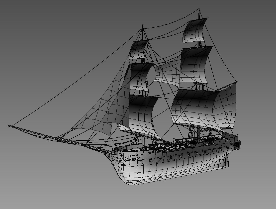 Sailboat  brig Low-poly 3D model_6