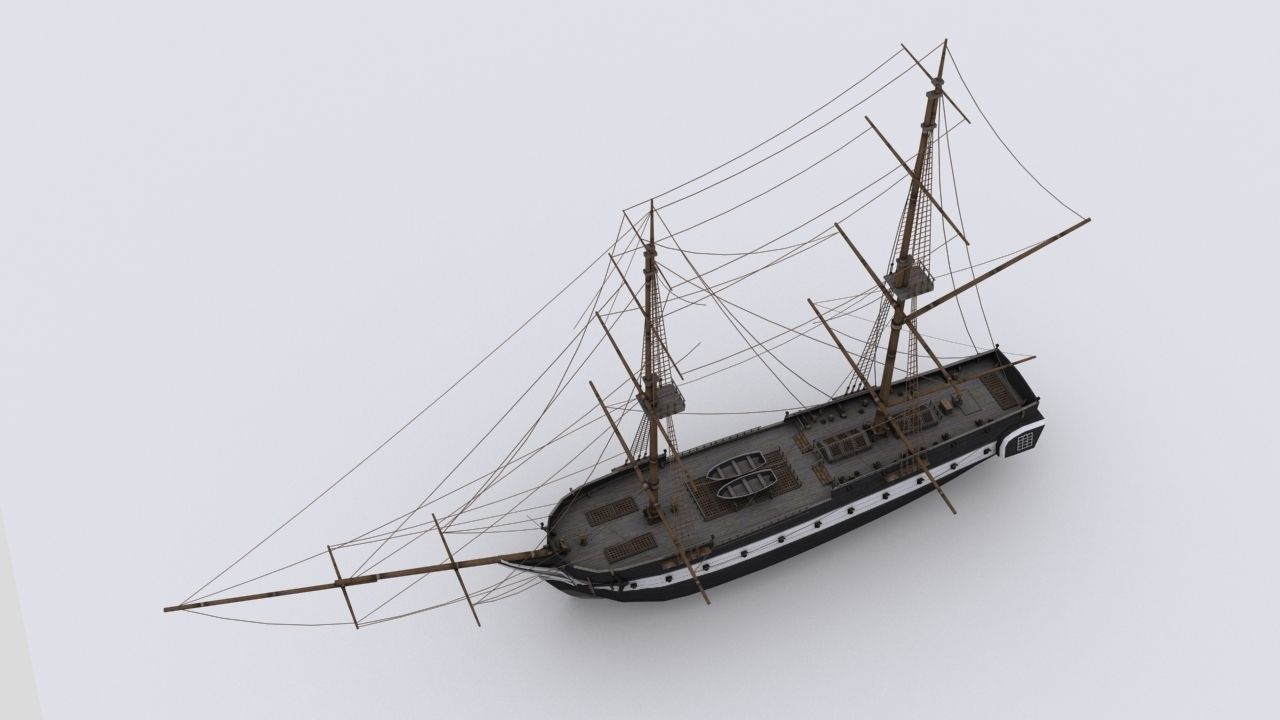 Sailboat  brig Low-poly 3D model_3