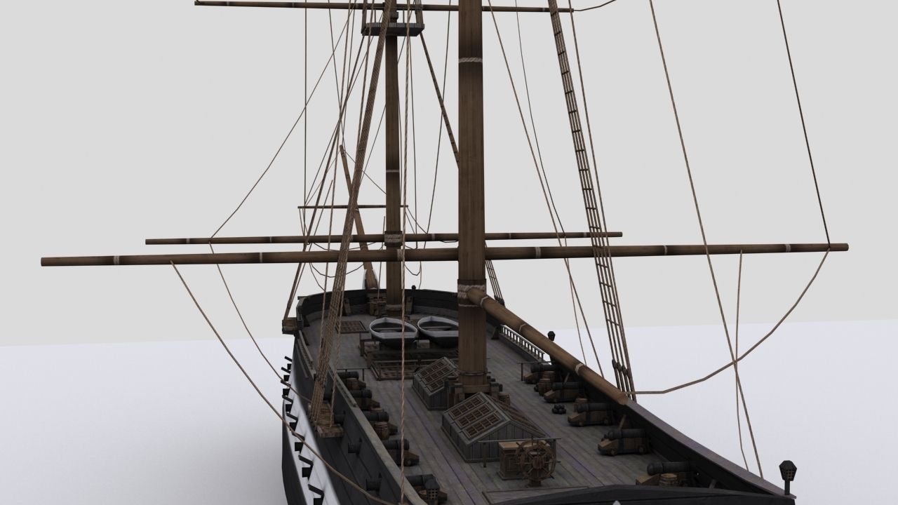 Sailboat  brig Low-poly 3D model_5