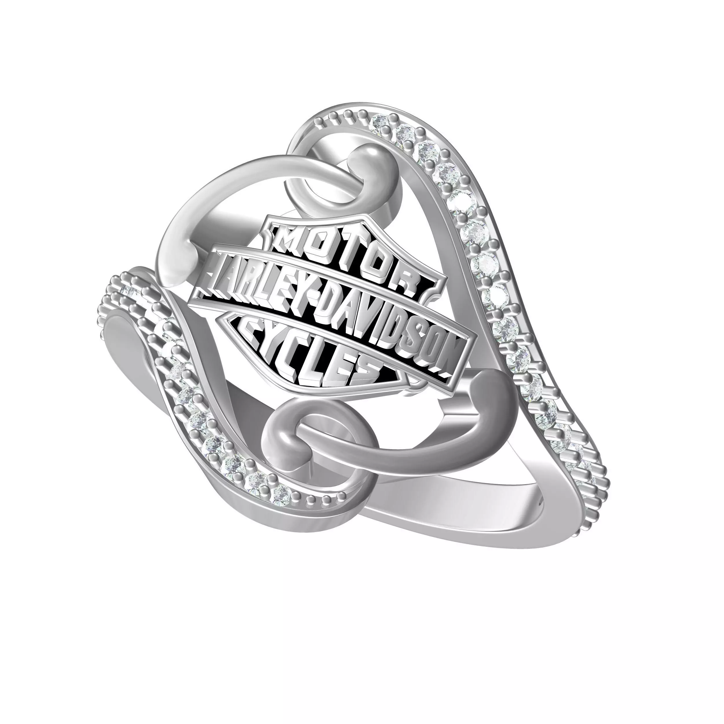 Harley-Davidson harley davidson ring with diamonds 3D print model_0