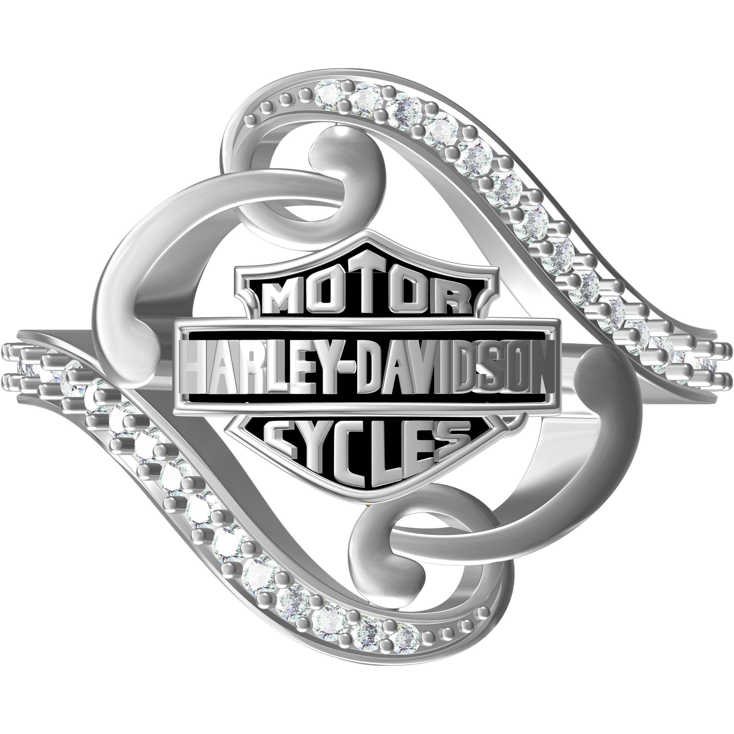 Harley-Davidson harley davidson ring with diamonds 3D print model_1
