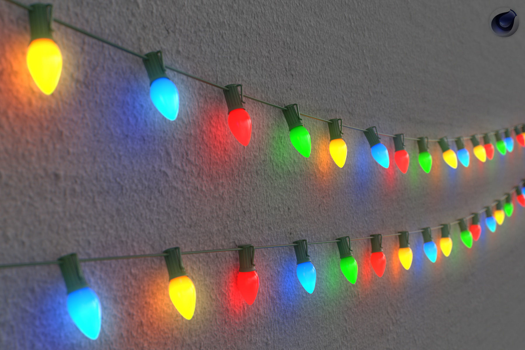 String Christmas Lights V6 Low-poly 3D model_2