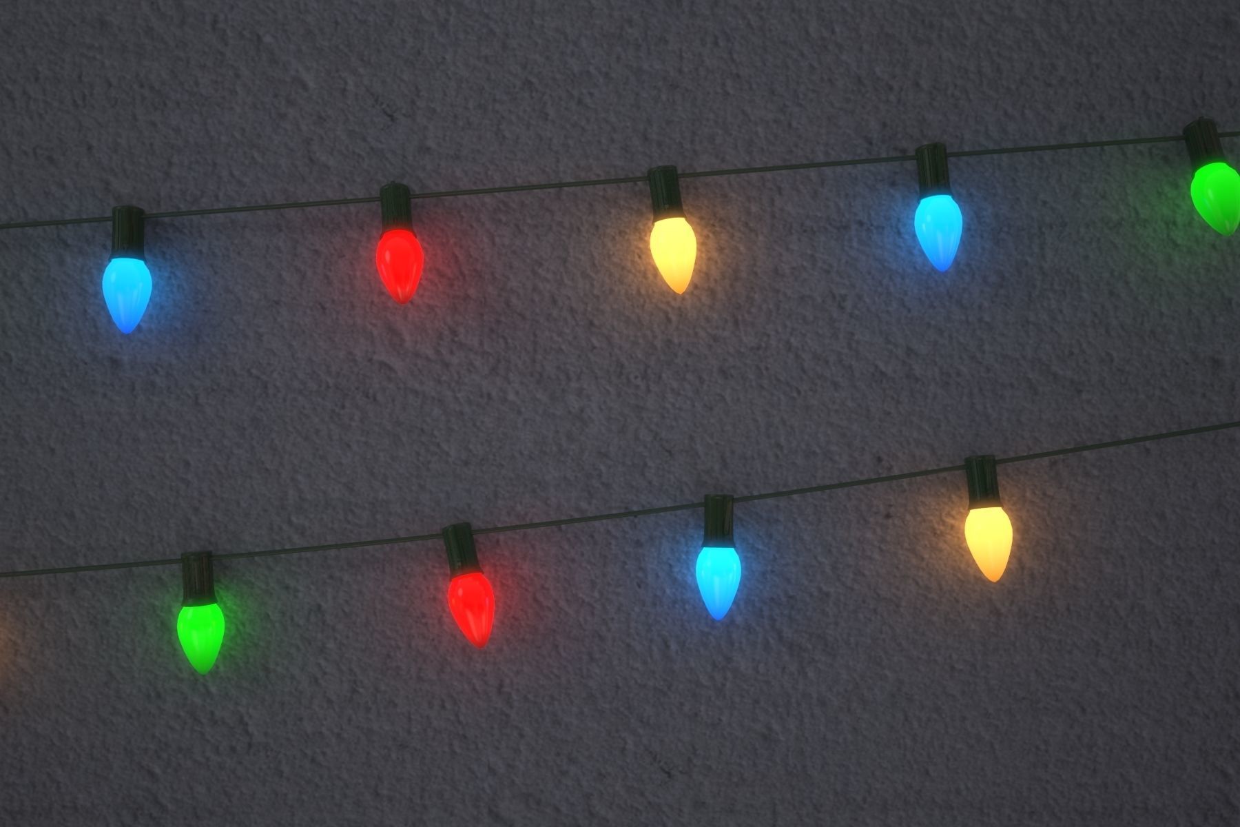 String Christmas Lights V6 Low-poly 3D model_7