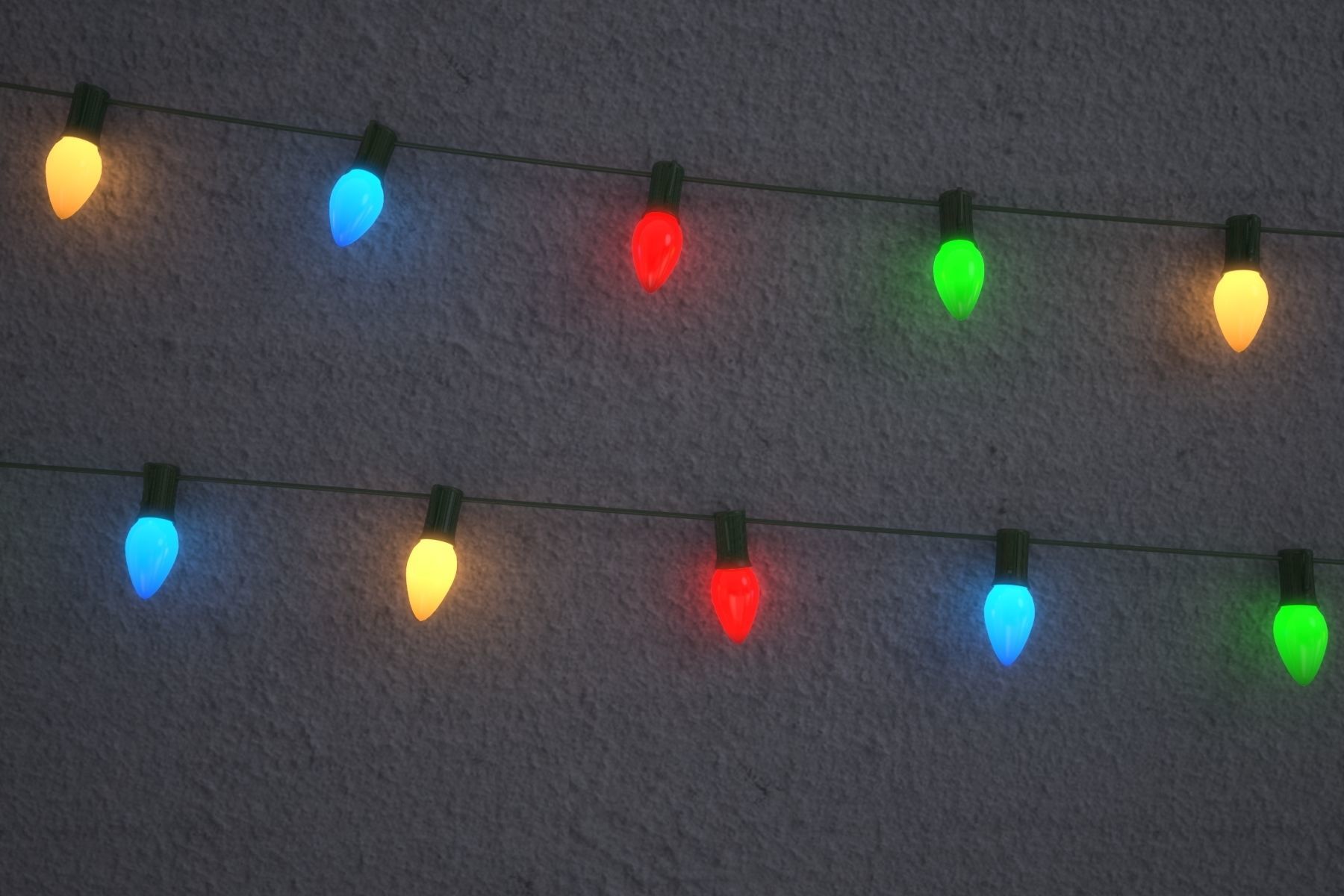 String Christmas Lights V6 Low-poly 3D model_4