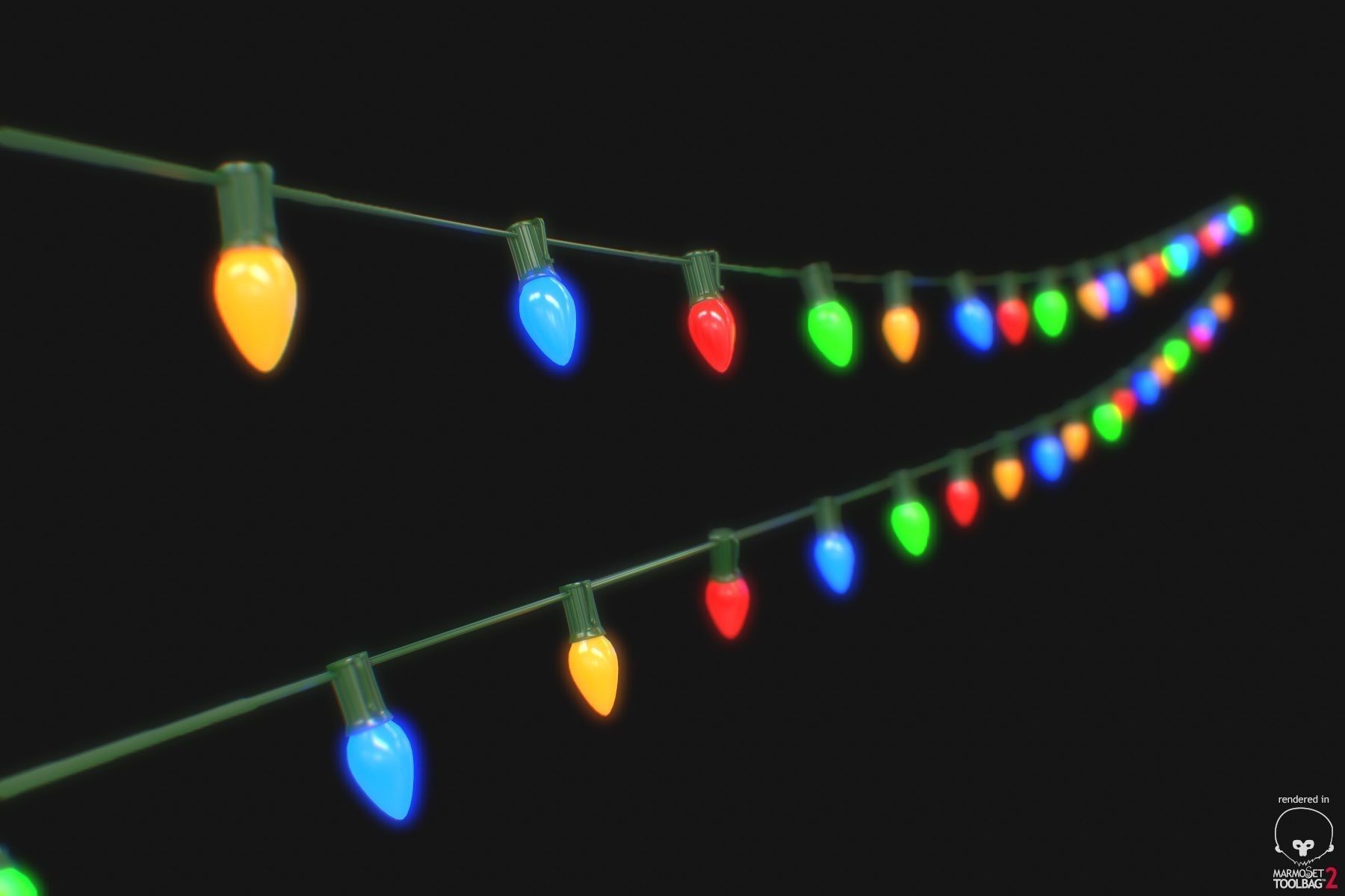 String Christmas Lights V6 Low-poly 3D model_3