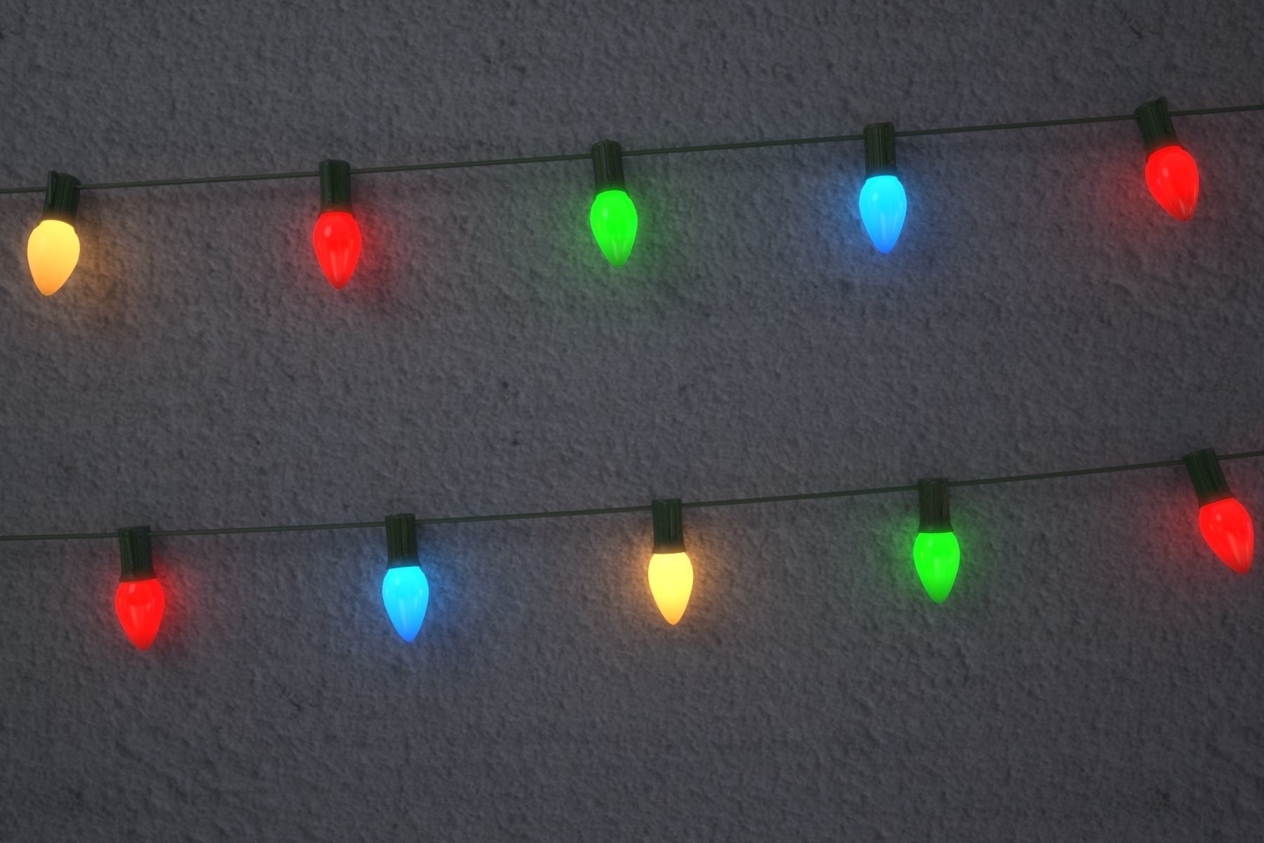 String Christmas Lights V6 Low-poly 3D model_6