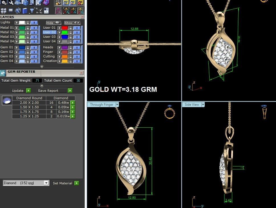 Women pendant 3dm render detail 3D print model_4