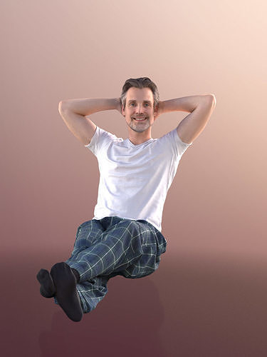 Will 10866 - Laying Casual Man Low-poly 3D model