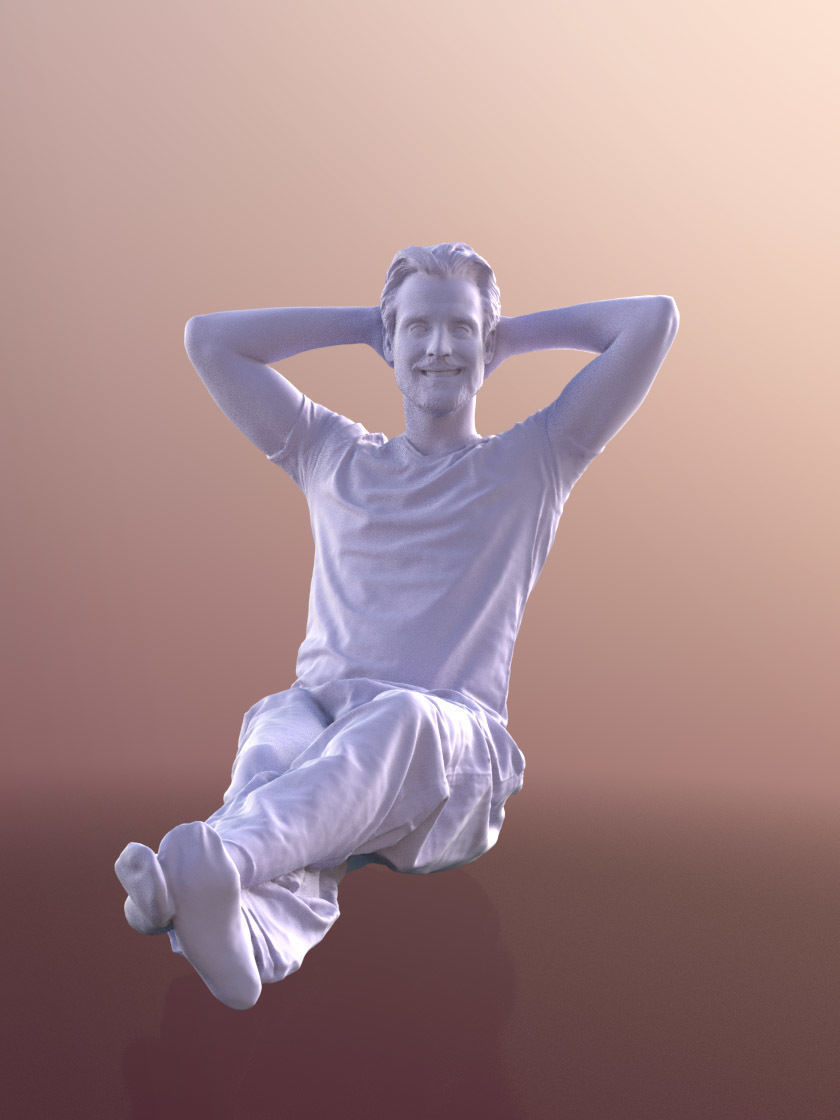 Will 10866 - Laying Casual Man Low-poly 3D model_2