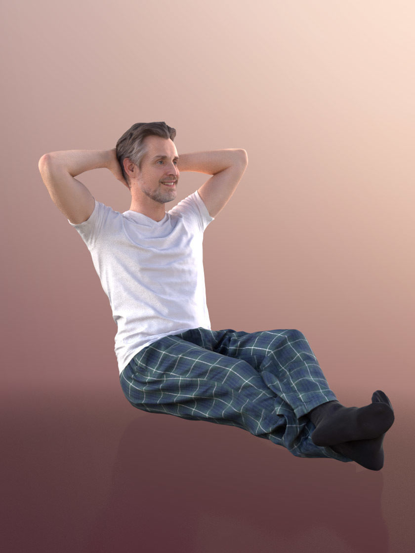 Will 10866 - Laying Casual Man Low-poly 3D model_1