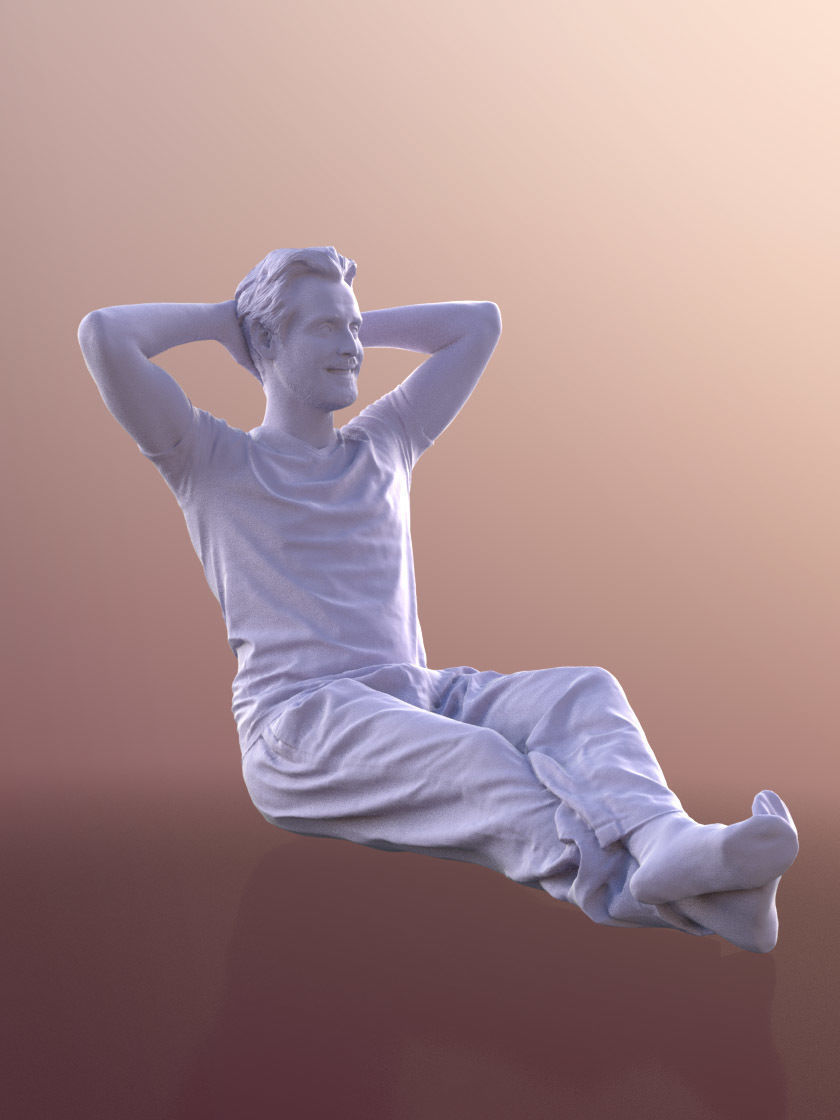 Will 10866 - Laying Casual Man Low-poly 3D model_3