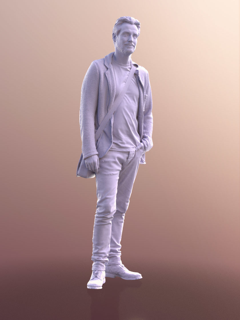 Will 10837 - Standing Casual Man Low-poly 3D model_3