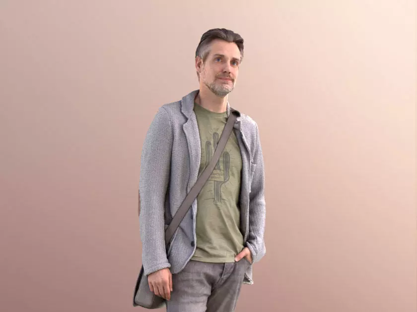 Will 10837 - Standing Casual Man Low-poly 3D model_0