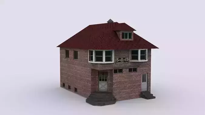 Brick house Low-poly 3D model