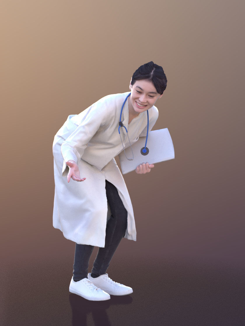 Francine 10369 - Talking Asian Doctor Low-poly 3D model_1