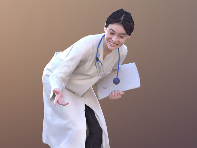 Francine 10369 - Talking Asian Doctor Low-poly 3D model