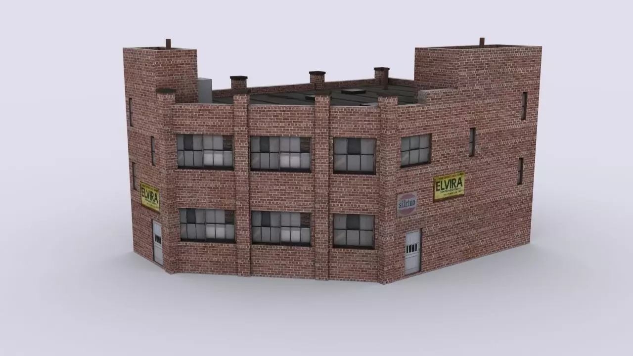 Industrial building Low-poly 3D model