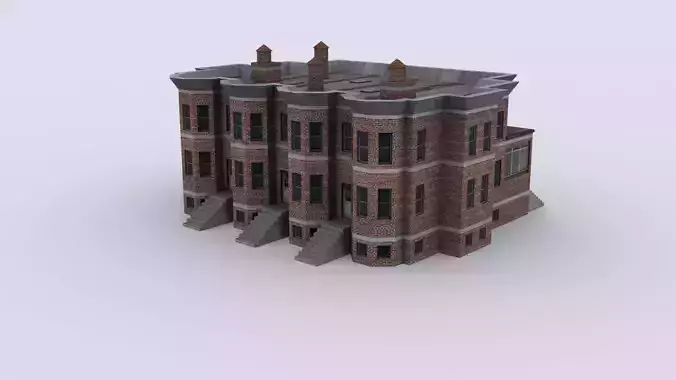 House brick building Low-poly 3D model