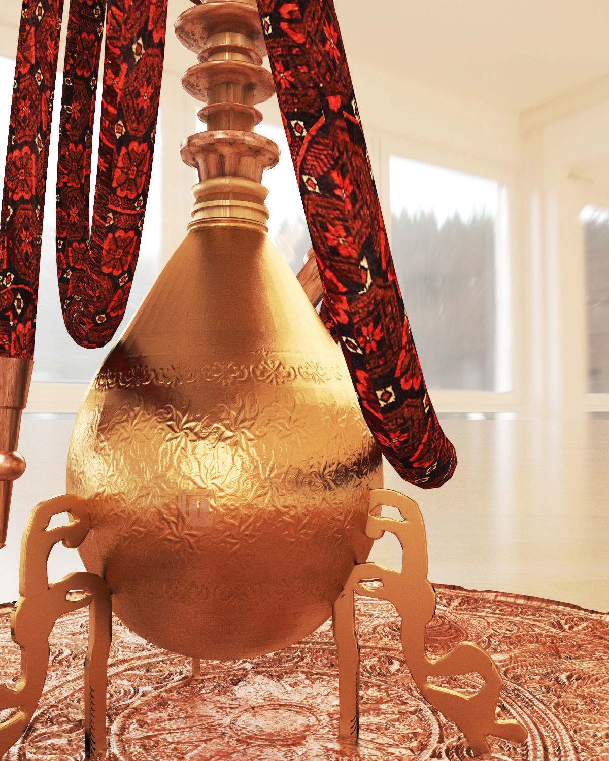 Traditional Old Style Yemeni Hookah 3D model_19