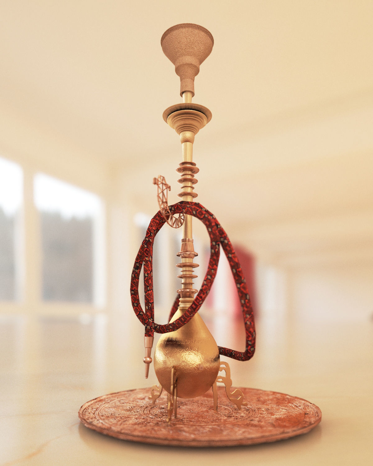 Traditional Old Style Yemeni Hookah 3D model_20