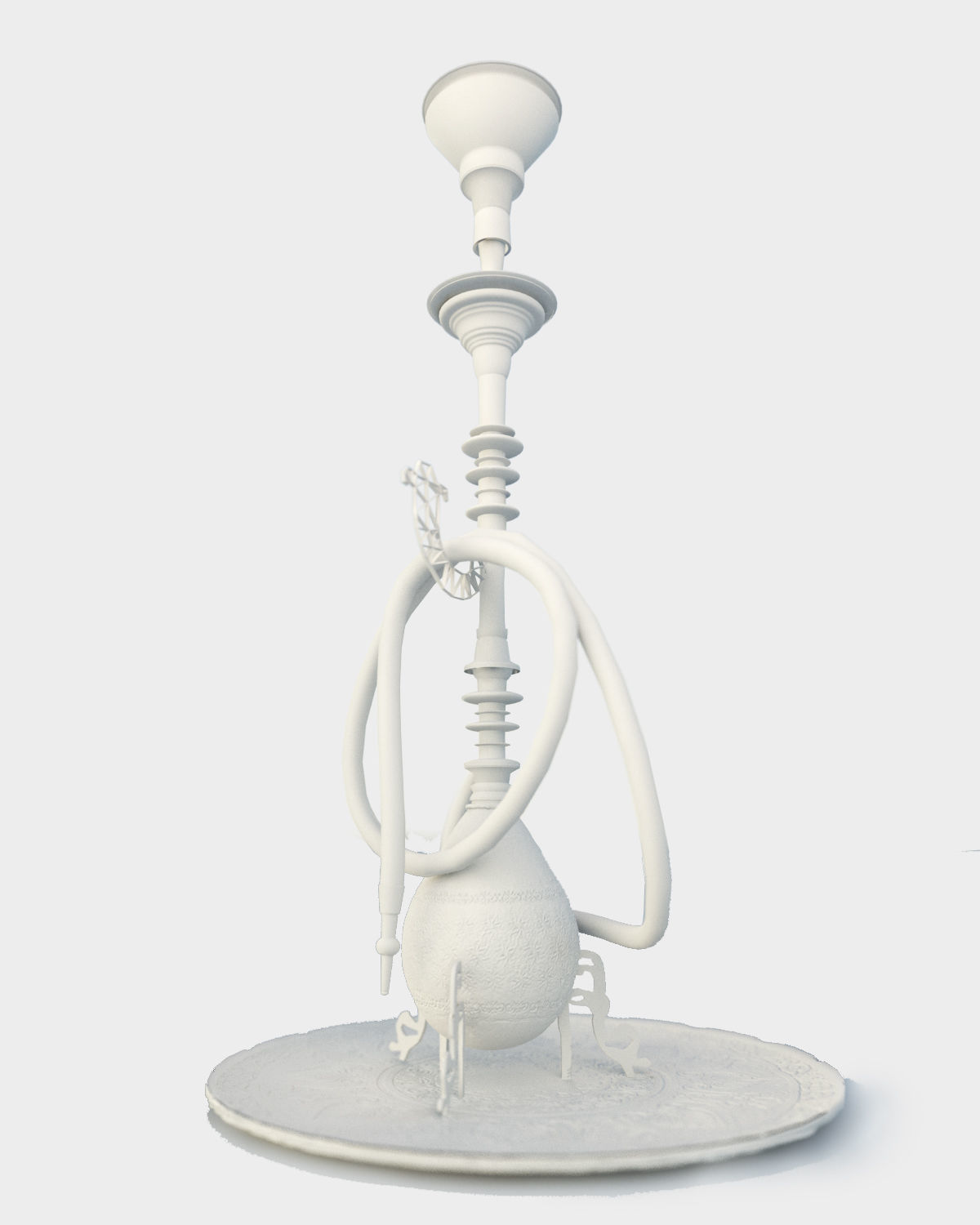 Traditional Old Style Yemeni Hookah 3D model_8
