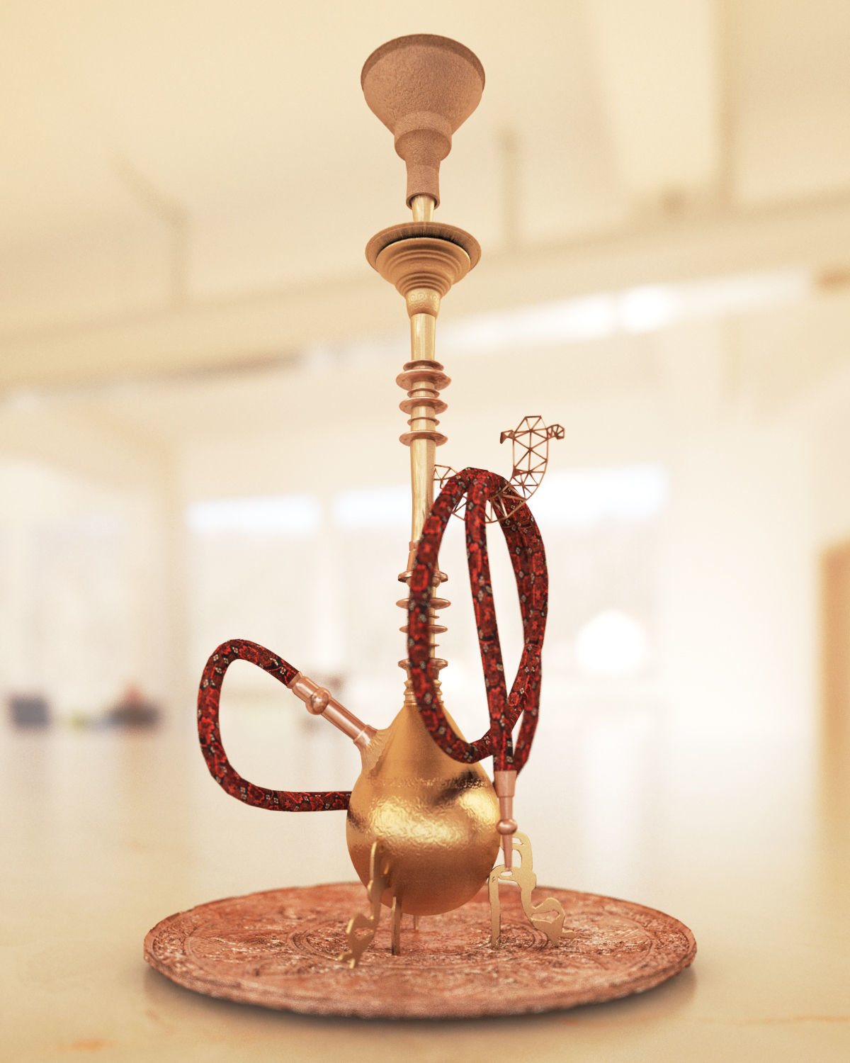 Traditional Old Style Yemeni Hookah 3D model_21