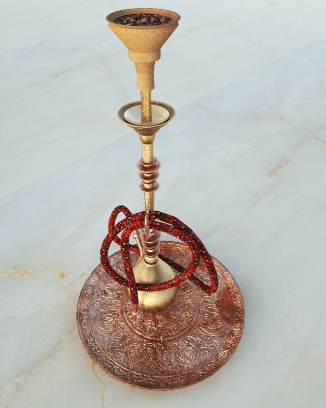 Traditional Old Style Yemeni Hookah 3D model_3