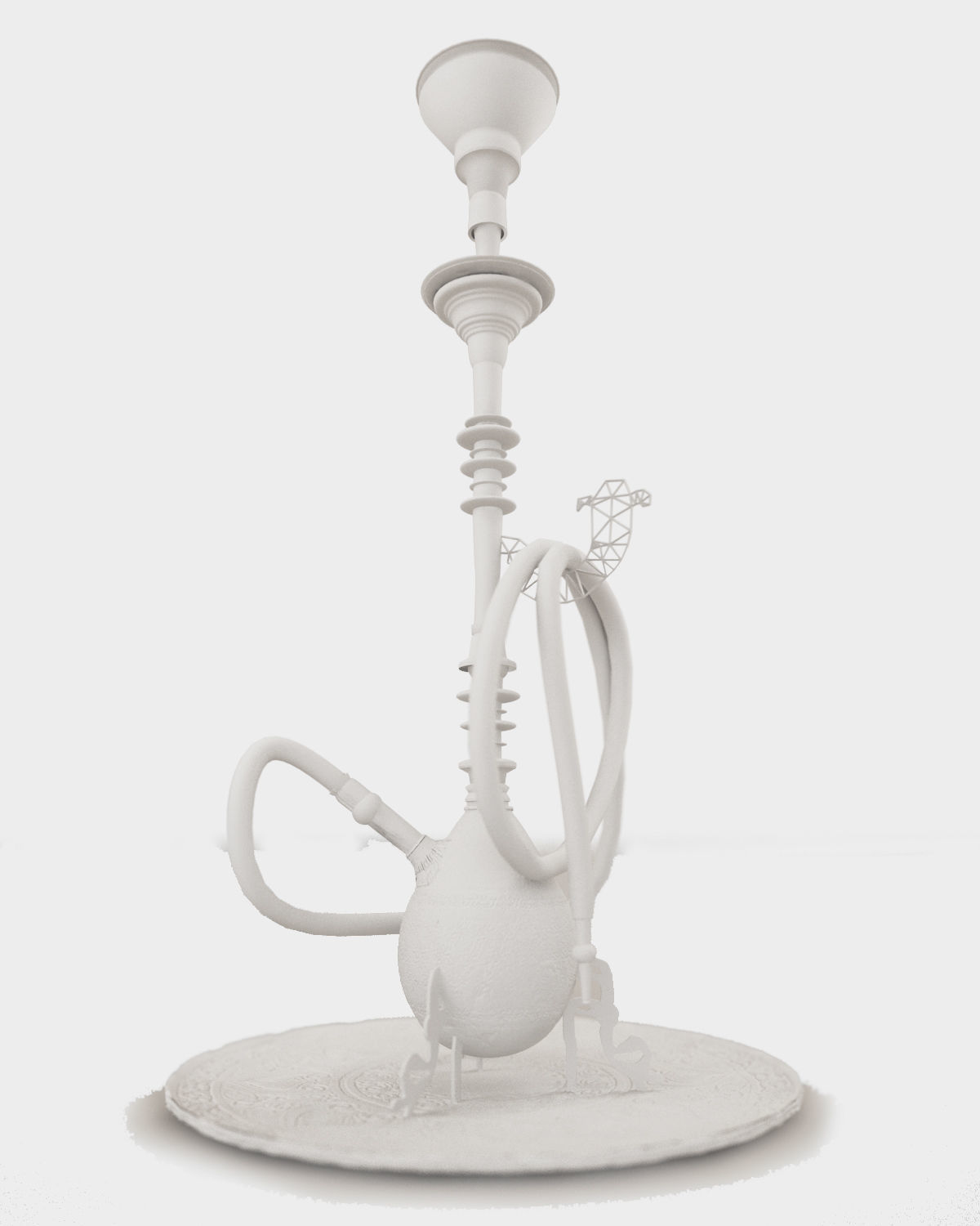 Traditional Old Style Yemeni Hookah 3D model_11