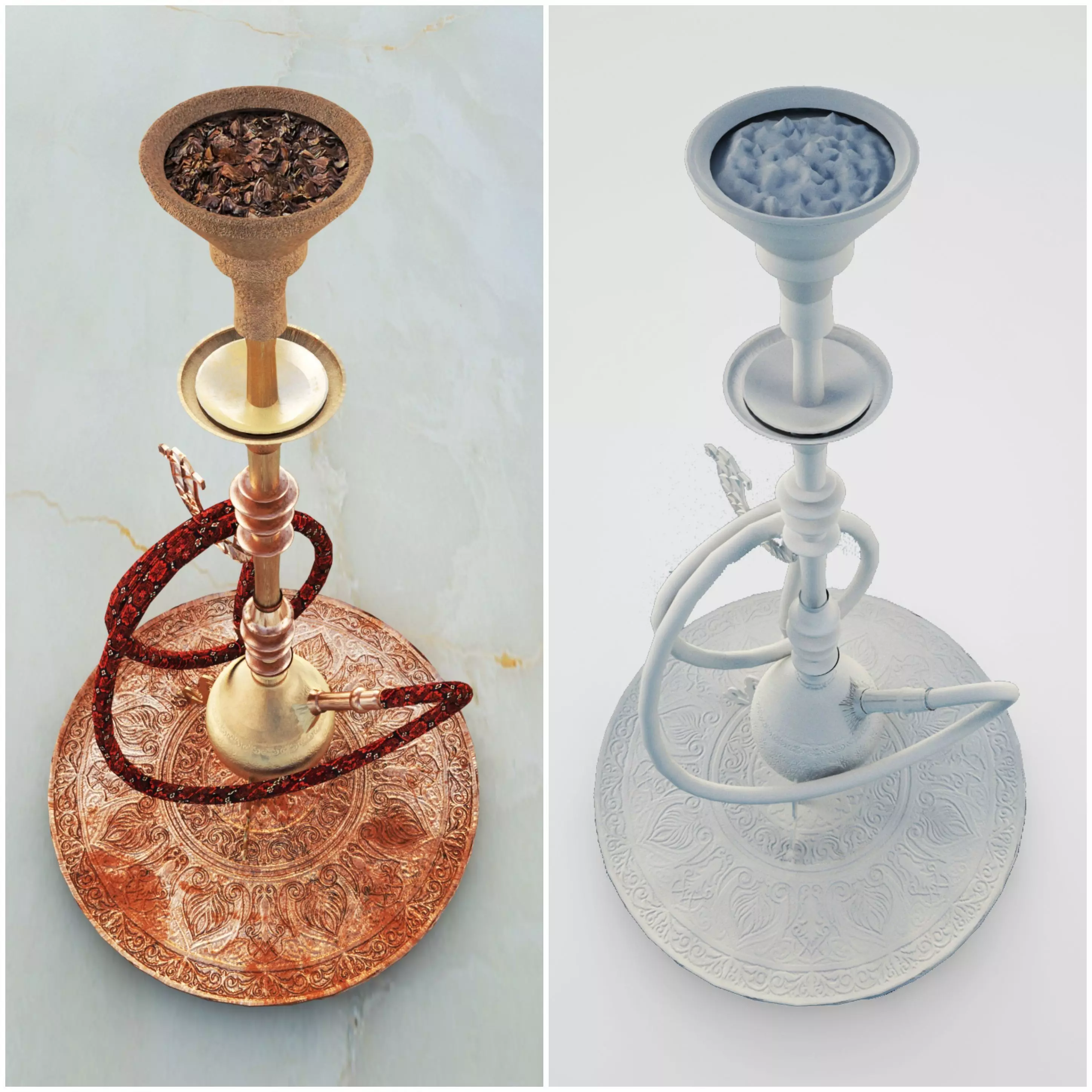 Traditional Old Style Yemeni Hookah 3D model_0