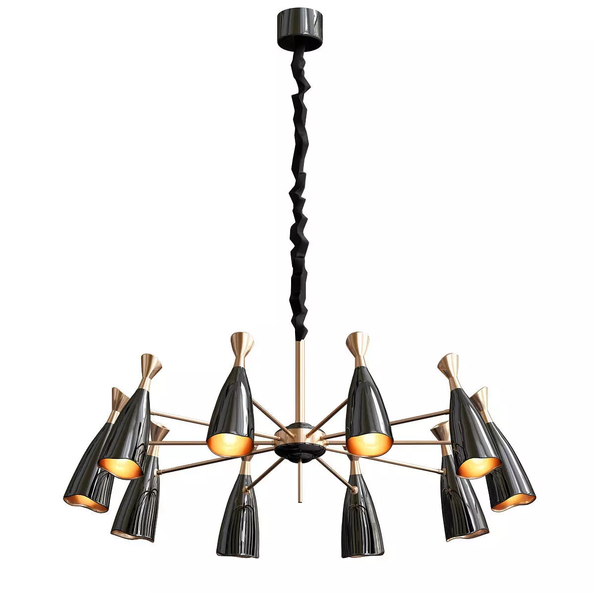 Cairo modern chandelier gold 3D model
