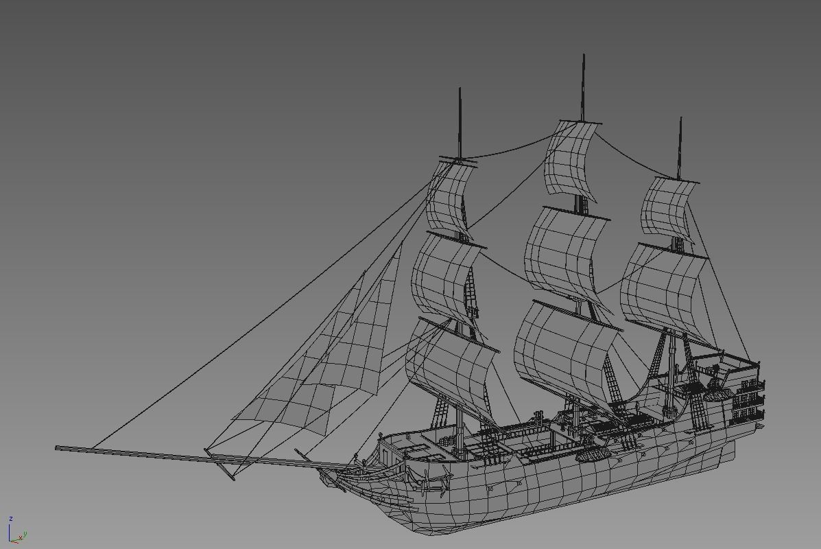 Sailing ship Low-poly 3D model_8