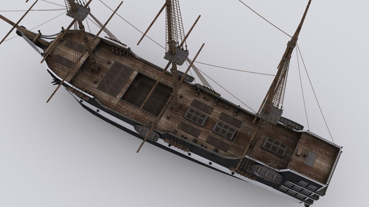 Sailing ship Low-poly 3D model_5