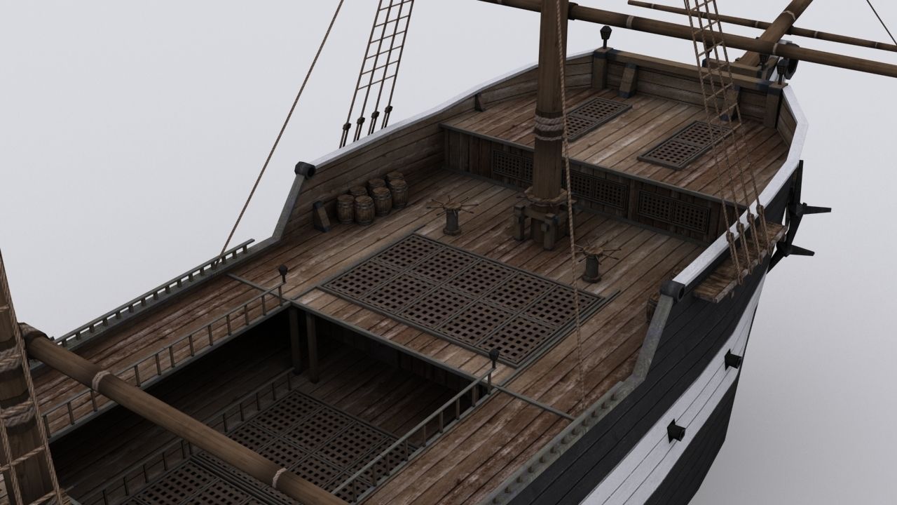 Sailing ship Low-poly 3D model_7